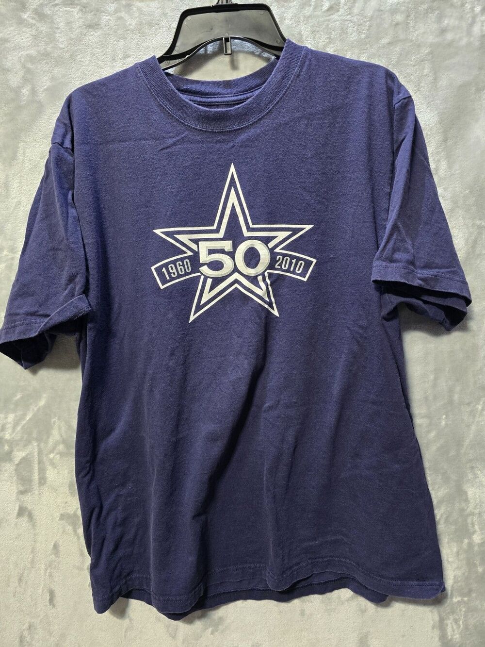 Dallas Cowboys XL Navy Blue 50th Anniversary Short Sleeve T-Shirt 100% Cotton